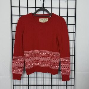 Jack Wlls Knit Sweater Womens 8 Red Fair Isle Alpaca Blend Cottage Cabin Nordic